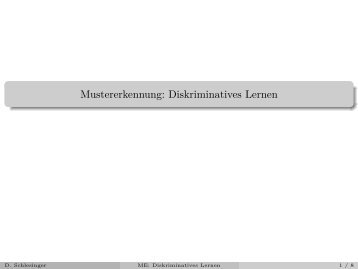 Mustererkennung: Diskriminatives Lernen