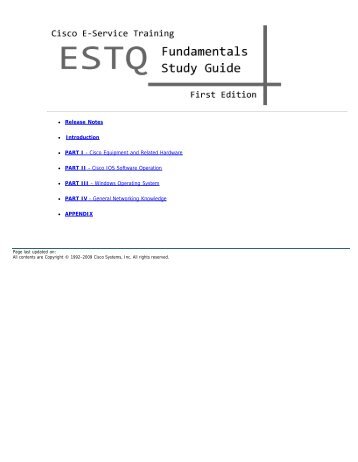 ESTQ Fundamentals Study Guide - Ranjeev: Cisco Team - Cisco