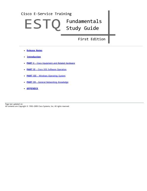 ESTQ Fundamentals Study Guide - Ranjeev: Cisco Team - Cisco