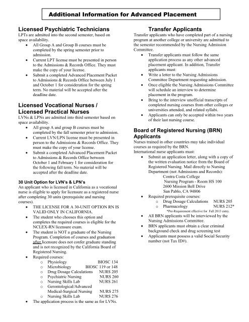 Nursing Bulletin Fall 2013.pdf - Contra Costa College