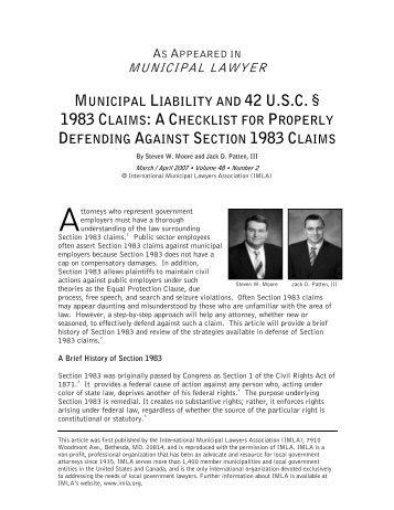 Section 1983: Municipal Liability and 42 USC § 1983 Claims - Baker ...