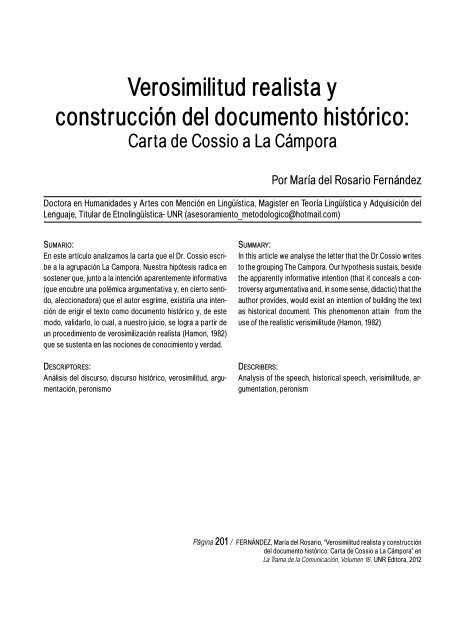 Verosimilitud realista y construcciÃ³n del documento histÃ³rico: