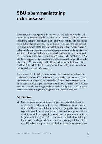 SBU:s sammanfattning och slutsatser
