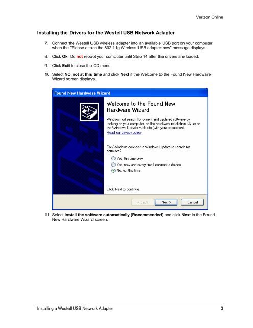 Installing a Westell USB Network Adapter - Verizon Support