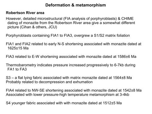 Palaeoproterozoic to Mesoproterozoic Geology of North Queensland