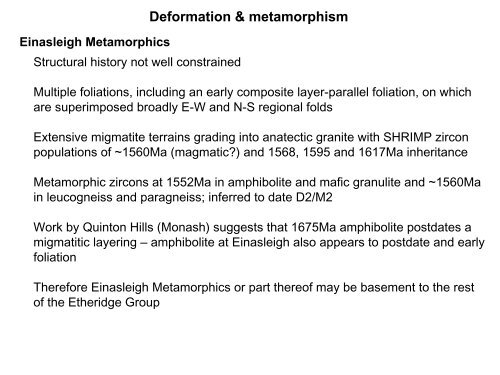 Palaeoproterozoic to Mesoproterozoic Geology of North Queensland