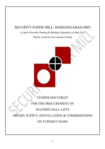 security paper mill: hoshangabad (mp) - The India Government Mint ...