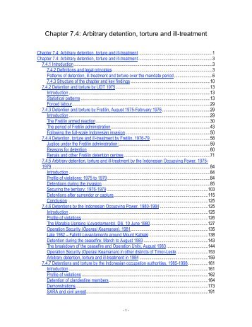 Chapter 7.4: Arbitrary detention, torture and ill-treatment - CAVR