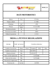 dati motoristici messa a punto e regolazioni - AutoService Group