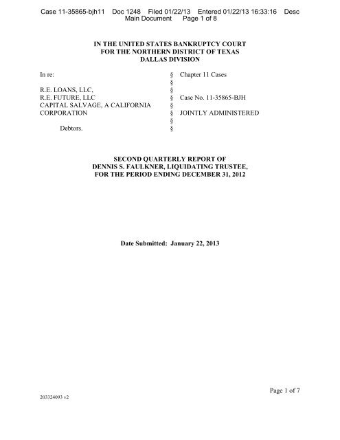 Page 1 of 7 IN THE UNITED STATES BANKRUPTCY ... - equitatus