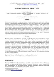 Analytical Modelling of Masonry Infills - Facultatea de Constructii