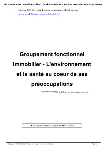 Groupement fonctionnel immobilier - L'environnement et ... - SDIS 06