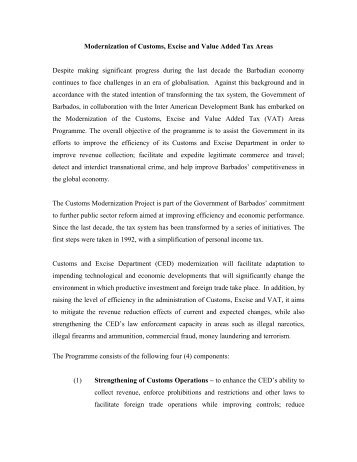 Modernization of Customs, Excise and Value Added Tax Areas ...