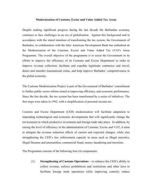 Modernization of Customs, Excise and Value Added Tax Areas ...