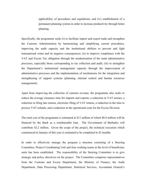 Modernization of Customs, Excise and Value Added Tax Areas ...