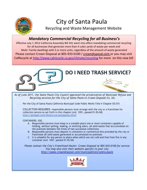 Recycling and Waste Management - City of Santa Paula