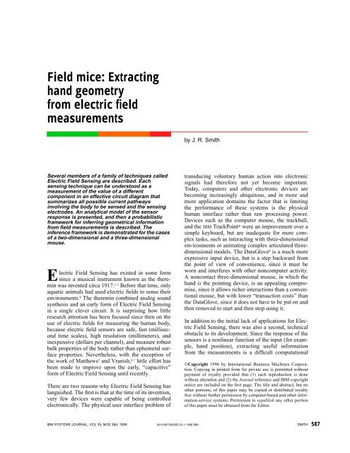 Field mice: Extracting hand geometry from electric field measurements