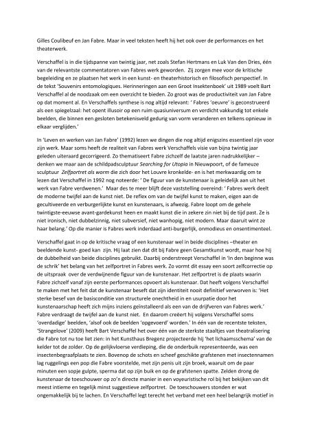 Jan Fabre De dienaar van de schoonheid en ... - Hogeschool Gent