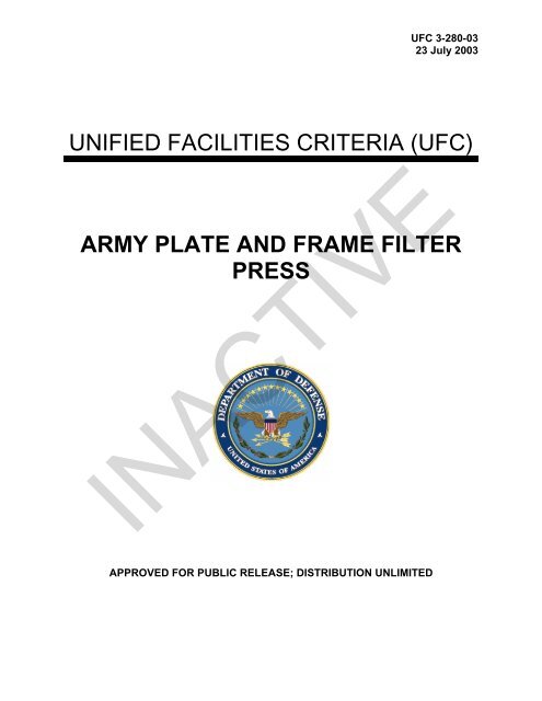 UFC 3-280-03 Army Plate and Frame Filter Press - The Whole ...