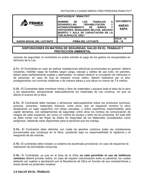 SecciÃ³n I. Instrucciones para los licitantes. - REF.PEMEX.com