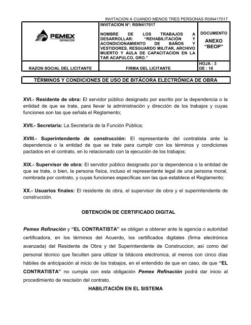 SecciÃ³n I. Instrucciones para los licitantes. - REF.PEMEX.com