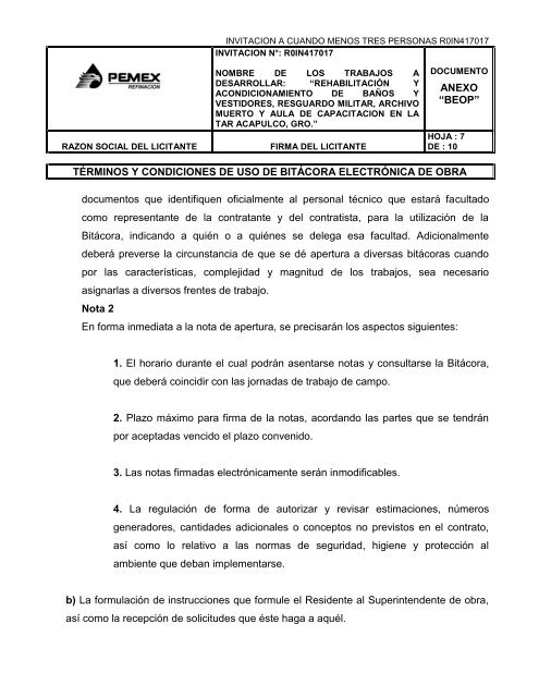 SecciÃ³n I. Instrucciones para los licitantes. - REF.PEMEX.com