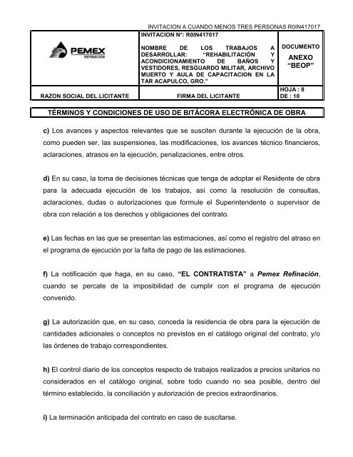 SecciÃ³n I. Instrucciones para los licitantes. - REF.PEMEX.com