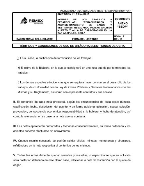 SecciÃ³n I. Instrucciones para los licitantes. - REF.PEMEX.com