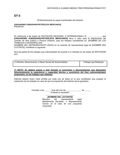 SecciÃ³n I. Instrucciones para los licitantes. - REF.PEMEX.com