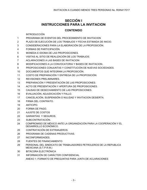 SecciÃ³n I. Instrucciones para los licitantes. - REF.PEMEX.com