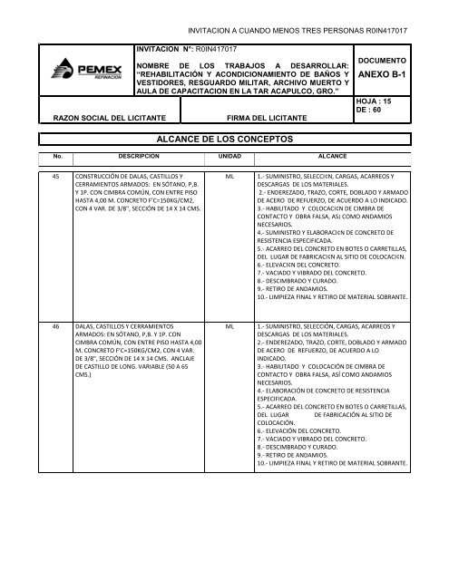 SecciÃ³n I. Instrucciones para los licitantes. - REF.PEMEX.com