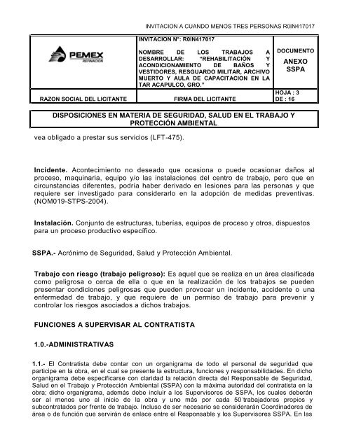 SecciÃ³n I. Instrucciones para los licitantes. - REF.PEMEX.com