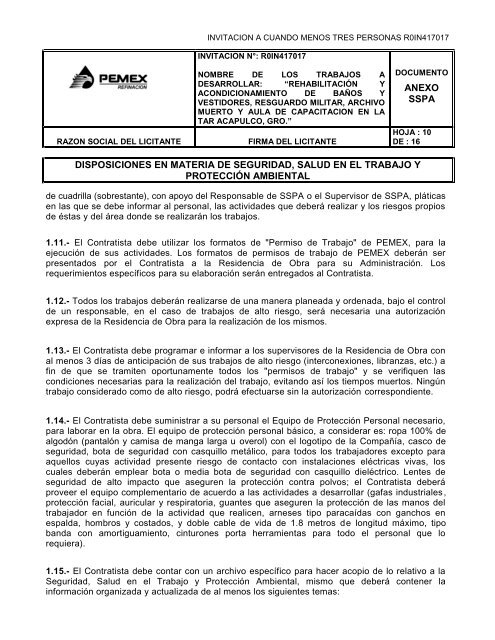 SecciÃ³n I. Instrucciones para los licitantes. - REF.PEMEX.com