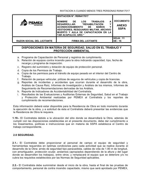 SecciÃ³n I. Instrucciones para los licitantes. - REF.PEMEX.com