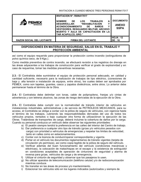 SecciÃ³n I. Instrucciones para los licitantes. - REF.PEMEX.com