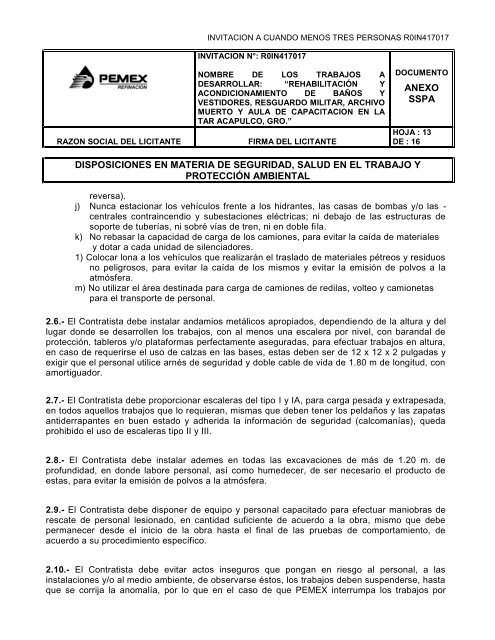 SecciÃ³n I. Instrucciones para los licitantes. - REF.PEMEX.com