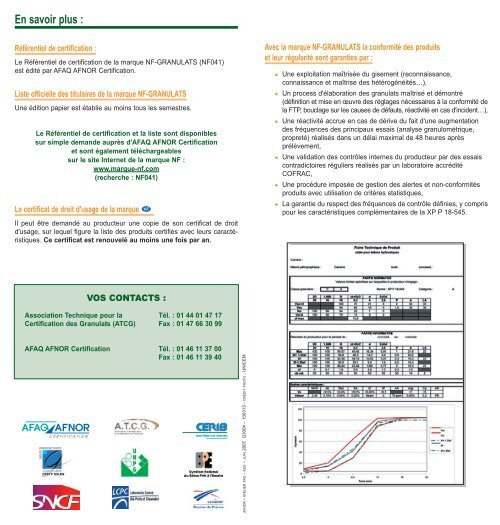 Dépliant NF Granulats - Marque NF