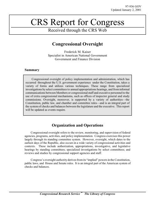 CRS Report for Congress - About the USA