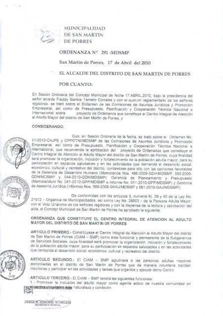 ordenanza nÂº 291-2010-mdsmp - Municipalidad de San MartÃ­n de ...