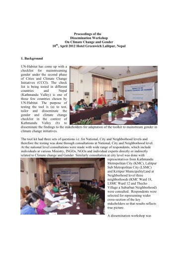 Proceedings of the Dissemination Workshop On Climate Change ...