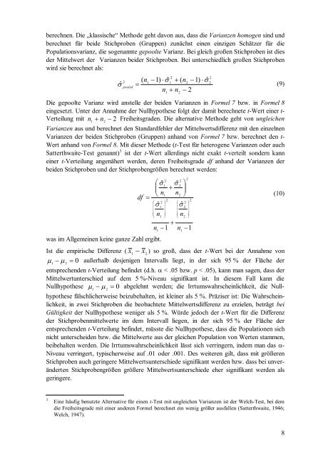 Logik des Signifikanztests, Statistische Tests fÃƒÂ¼r Mittelwerte einer ...