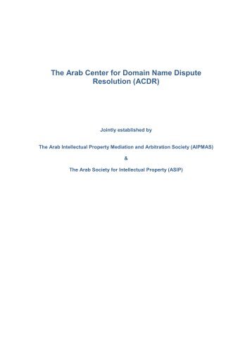 The Arab Center for Domain Name Dispute Resolution (ACDR) - icann