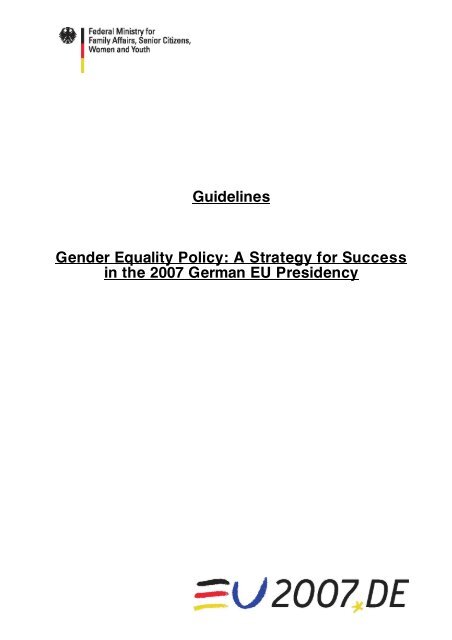 Guidelines Gender Equality Policy: A Strategy for Success in the ...