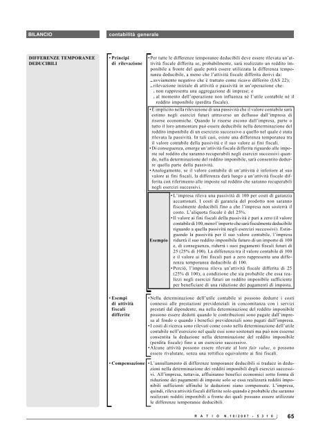 IMPOSTE SUL REDDITO: IAS 12 - Ratio