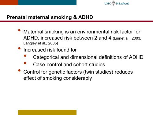 Gene-Environment Interaction - Zentrales ADHS Netz