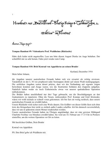 Handouts aus „Deutschland – Blutige Kriege & Goldene Jahre, 2 ...