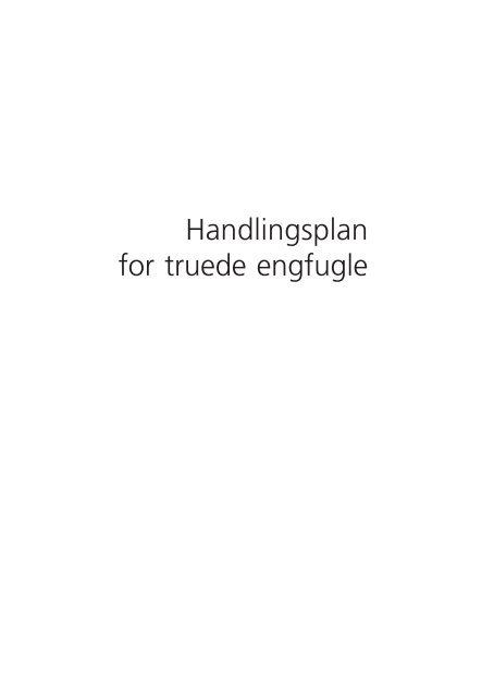 Handlingsplan for truede engfugle - Naturstyrelsen