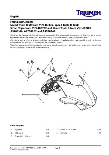 Speed Triple 1050 From VIN - Triumph Instructions.com