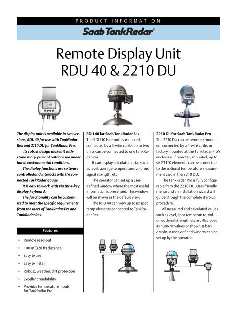 Remote Display Unit RDU 40 & 2210 DU