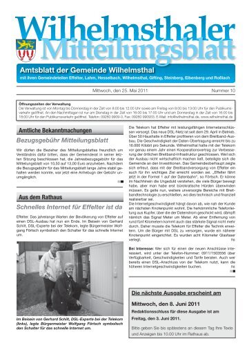 Amtsblatt der Gemeinde Wilhelmsthal